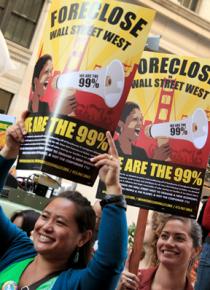 Protesters march through San Francisco's financial district